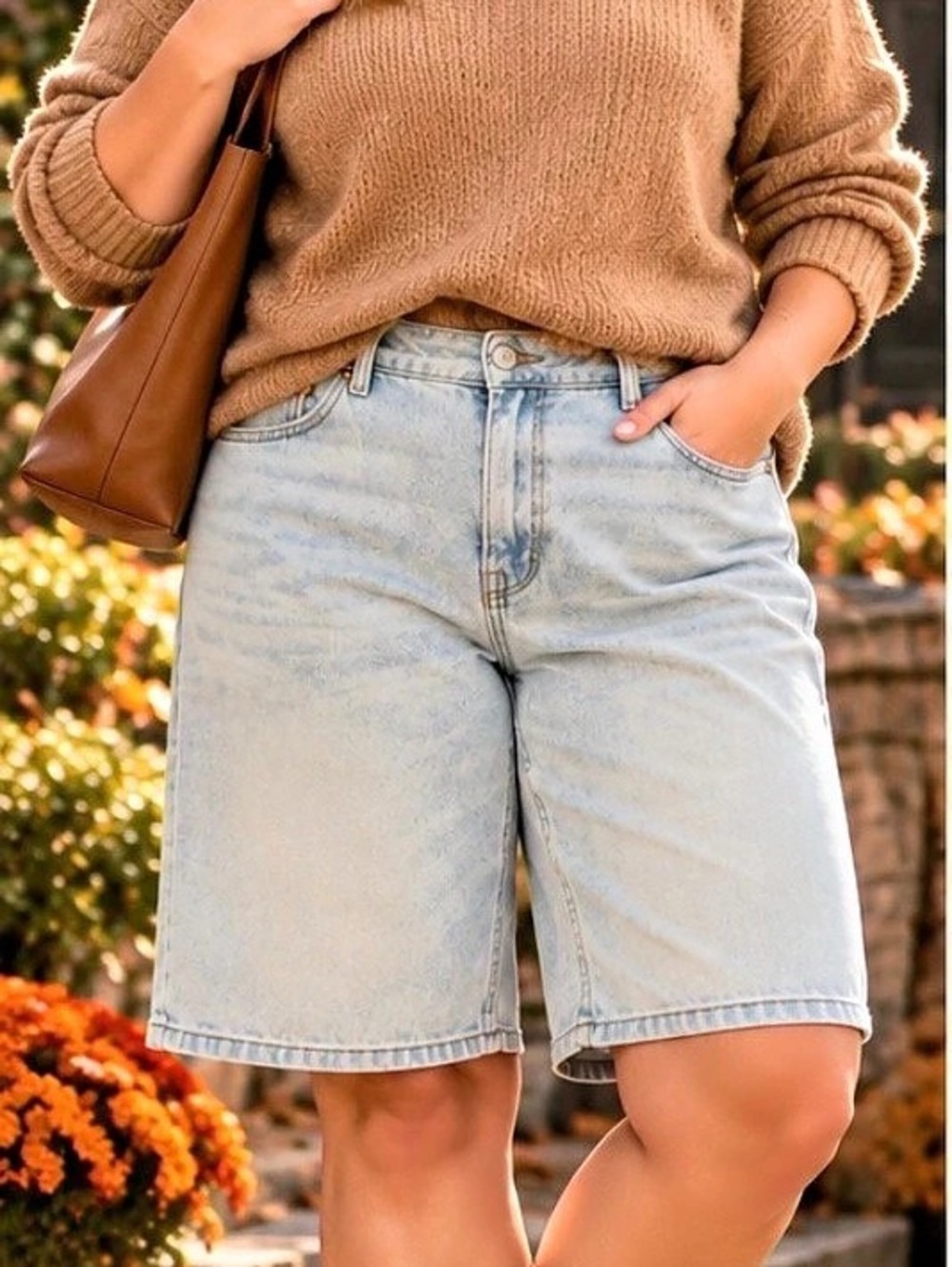 Urban Denim London Low Rise Super Baggy Bermuda Jorts Size 13 Light Wash